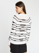 Striped Raglan Crew in Pure White/Black