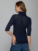 Sheer Second Skin Mock in Navy