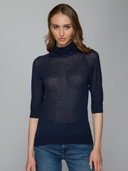 Sheer Second Skin Mock in Navy