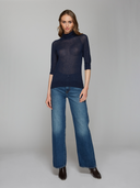 Sheer Second Skin Mock in Navy