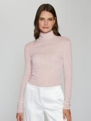 Rib Turtleneck in Heather Pink