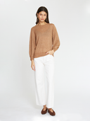 RRS11535 | Puff 3/4 Sleeve Crew in Camel | Autumn Cashmere 