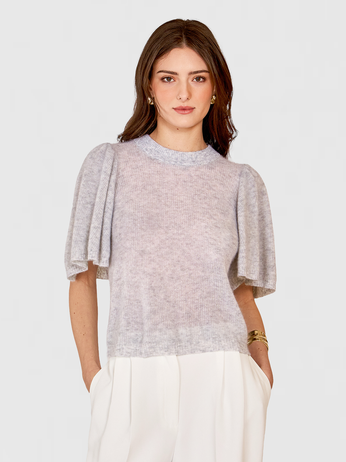 autumn cashmere Shaker Flare Sleeve Crew in Cloud