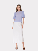 Shaker Flare Sleeve Crew in Blue Blossom