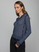 Fitted V w/ Embroidered Seam in Denim