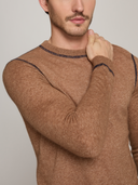 Italian Crew w/ Coverstitch in Camel/Navy