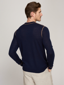 Italian Crew w/ Coverstitch in Navy/Camel