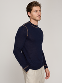Italian Crew w/ Coverstitch in Navy/Camel