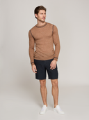 RRS51870 | Men’s Italian Crew w/ Coverstitch in Camel/Navy by Autumn Cashmere