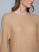 Sequin Blouson Sleeve Raglan Crew in Buckskin