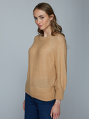 Sequin Blouson Sleeve Raglan Crew in Buckskin