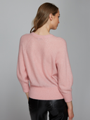 Sequin Blouson Sleeve Raglan Crew in Tea Rose