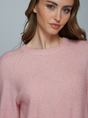 Sequin Blouson Sleeve Raglan Crew in Tea Rose