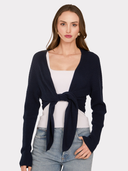 Tie Front Rib Cardigan in Mood Indigo