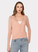 V-Neck Cardigan w/ Pointelle Stitch Detail in Apricot