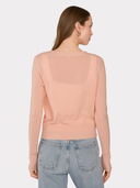 V-Neck Cardigan w/ Pointelle Stitch Detail in Apricot