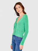 V-Neck Cardigan W/ Pointelle Stitch Detail in Spearmint