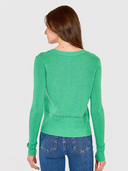 V-Neck Cardigan W/ Pointelle Stitch Detail in Spearmint