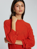 RT13427 | Blouson 3/4 Sleeve w/ Crochet Edging in Paprika | Autumn Cashmere