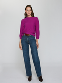 Blouson 3/4 Sleeve w/ Crochet Edging in Hollyhock