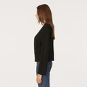 Rib Open Front Shrug in Black