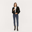 Rib Open Front Shrug in Black