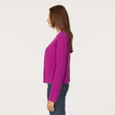 Rib Open Front Shrug in Hollyhock