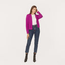 Rib Open Front Shrug in Hollyhock