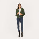 Rib Open Front Shrug in Pickle