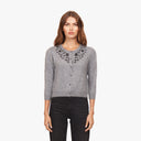 Hand Beaded Brushed Cashmere Baby Cardigan in Feather