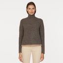 Tipped Tweed Mock W/ Rib Raglan Detail