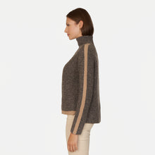 Load image into Gallery viewer, Tipped Tweed Mock w/ Rib Raglan Detail