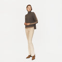 Tipped Tweed Mock W/ Rib Raglan Detail