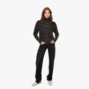 Space Dye Raglan Mock Neck in Black Marble