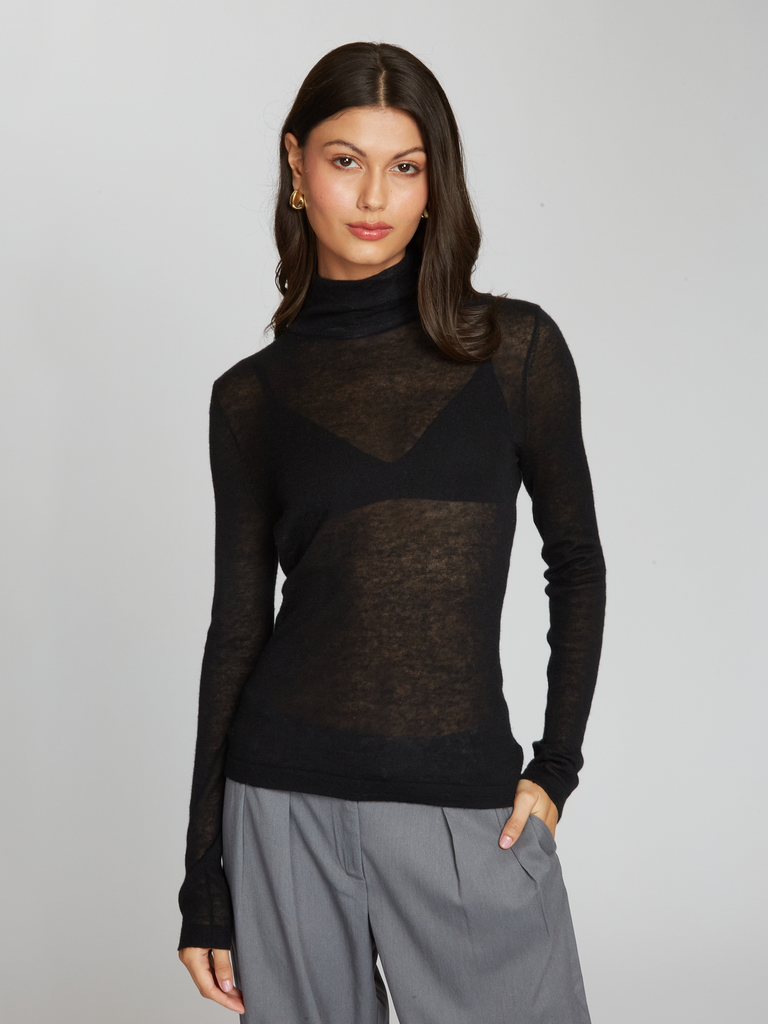 Second Skin Sheer Mock in Black RFC13025 Autumn Cashmere
