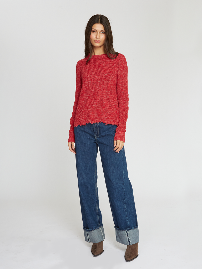 Tweed Distressed Scallop Shaker in Salsa NMC11042 Autumn Cashmere