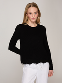 Women’s Distressed Scallop Shaker in Black by Autumn Cashmere | N11042