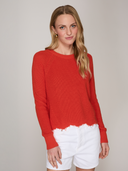 Women’s Distressed Scallop Shaker in Fiery by Autumn Cashmere | N11042