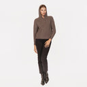 Boxy Shaker Fringe Hoodie W/ Snaps in Mulch