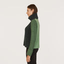 Tweed Color Block Turtleneck in Navy/Pickle