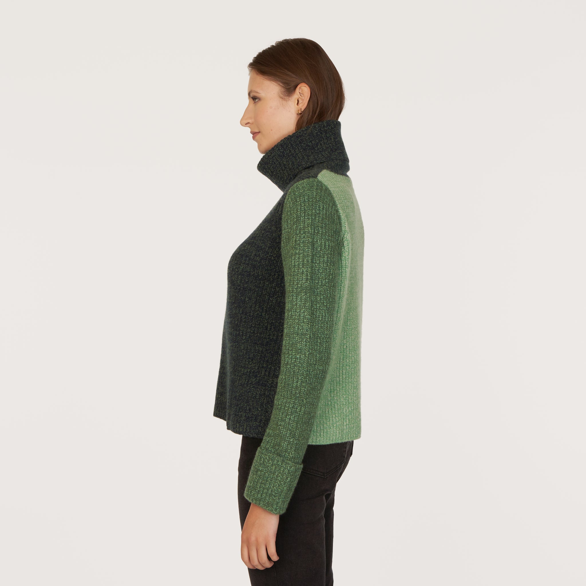Tweed Color Block Turtleneck Autumn Cashmere