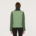 Tweed Color Block Turtleneck in Navy/Pickle