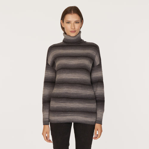 Relaxed Space Dye Shaker Turtleneck in Nightfall