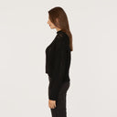Blouson Sleeve Cable Crew in Black