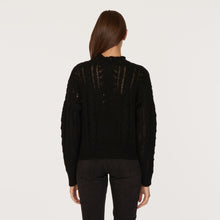 Load image into Gallery viewer, Blouson Sleeve Cable Crew in Black