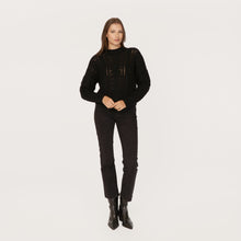 Load image into Gallery viewer, Blouson Sleeve Cable Crew in Black