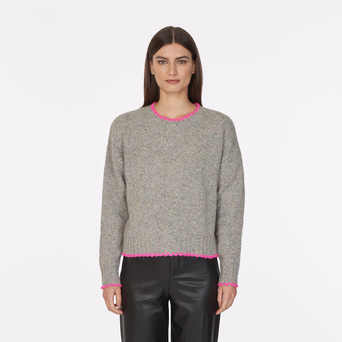 autumn cashmere Tipped Crew in Tutti Frutti/Atomic Pink