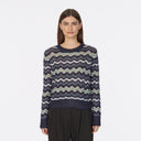 Pointelle Wavy Stripe Crew in Galaxy