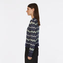 Pointelle Wavy Stripe Crew in Galaxy