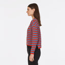 6 Ply Striped Shaker Crew in Mariner/Paprika